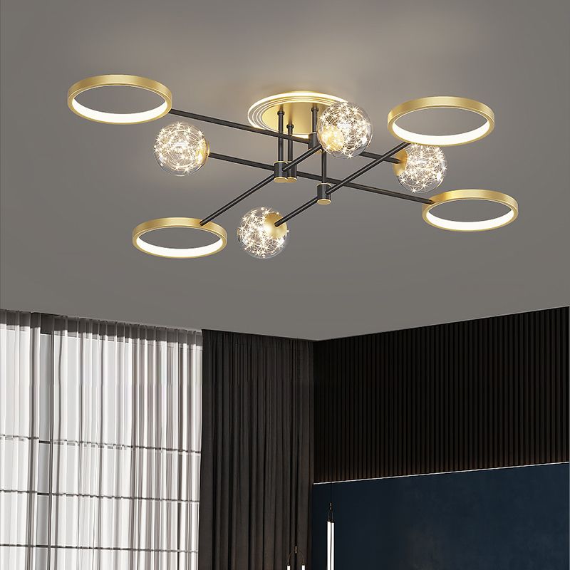 Gold LED Flush Ceiling Light Fixtures Modernist Flush Mount Fixture for Living Room