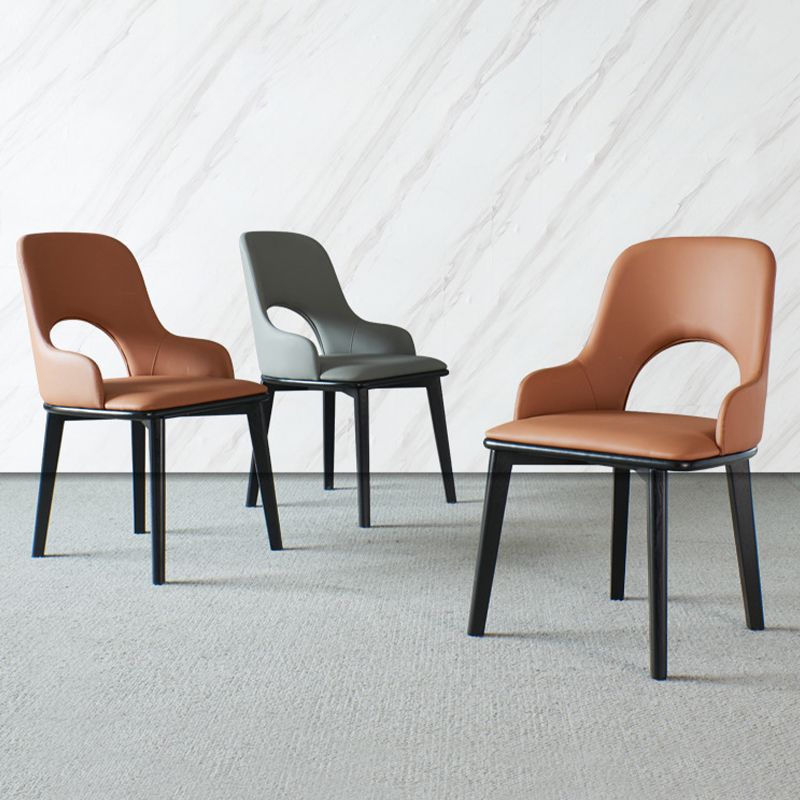 Contemporary Open Back Dining Chairs Armless Side Chairs with Wood Legs for Kitchen