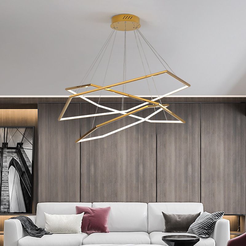 Ultra-modern Geometric Chandelier Metallic Suspended Lighting Fixture for Living Room