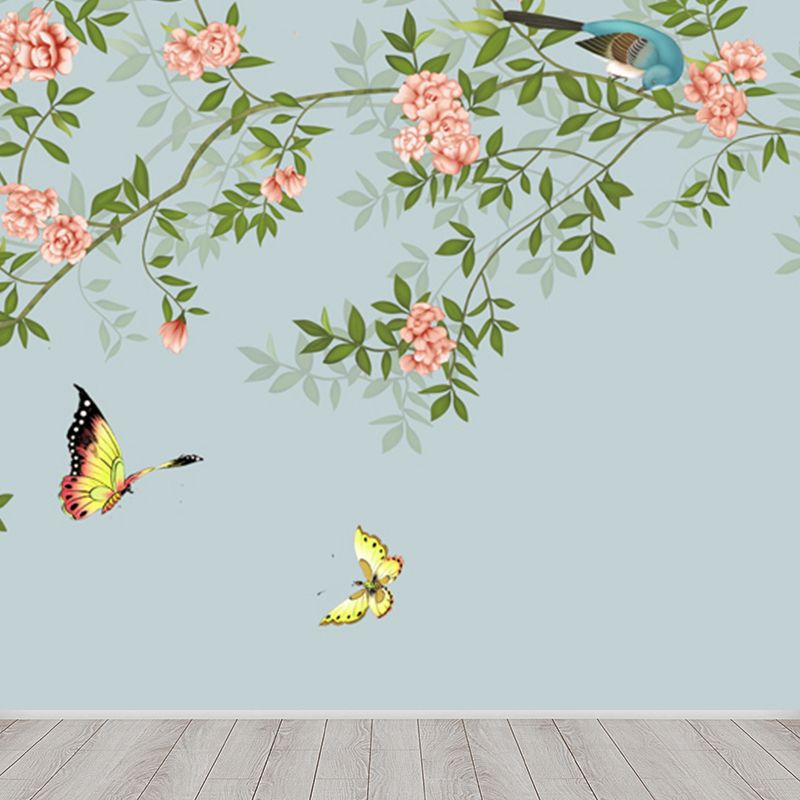 Autocollant Mural au Design Floral vif, décoration murale moderne en matériau non tissé de couleur claire