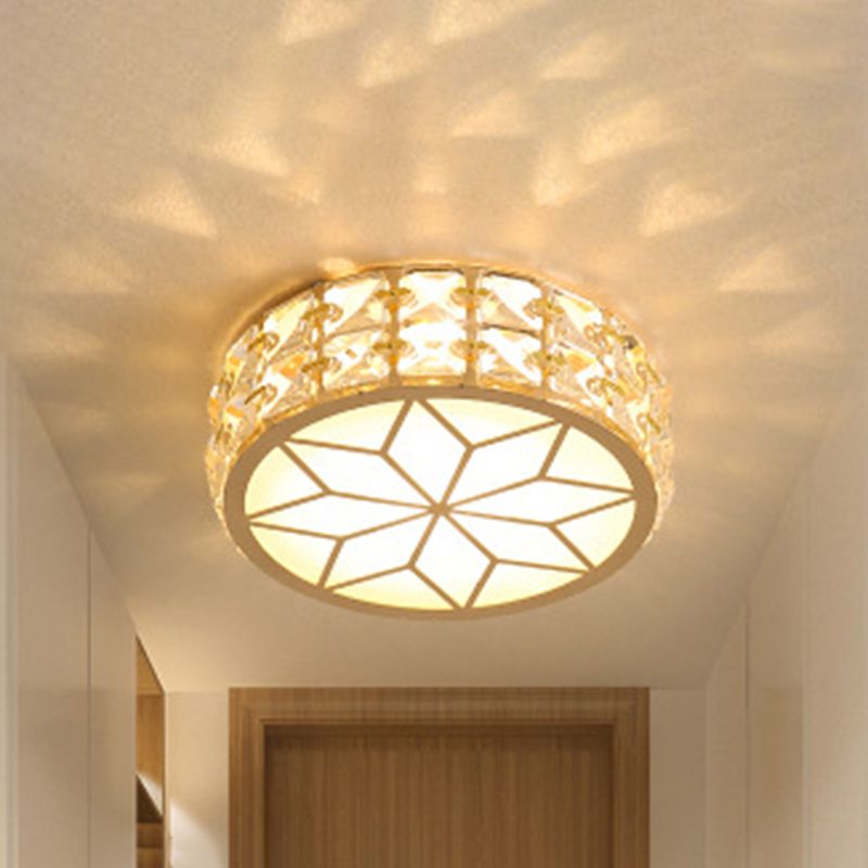 Modern Crystal Flush Mount Light Fixtures 1-Light LED Flush Mount with Hole 2-3.5'' Dia