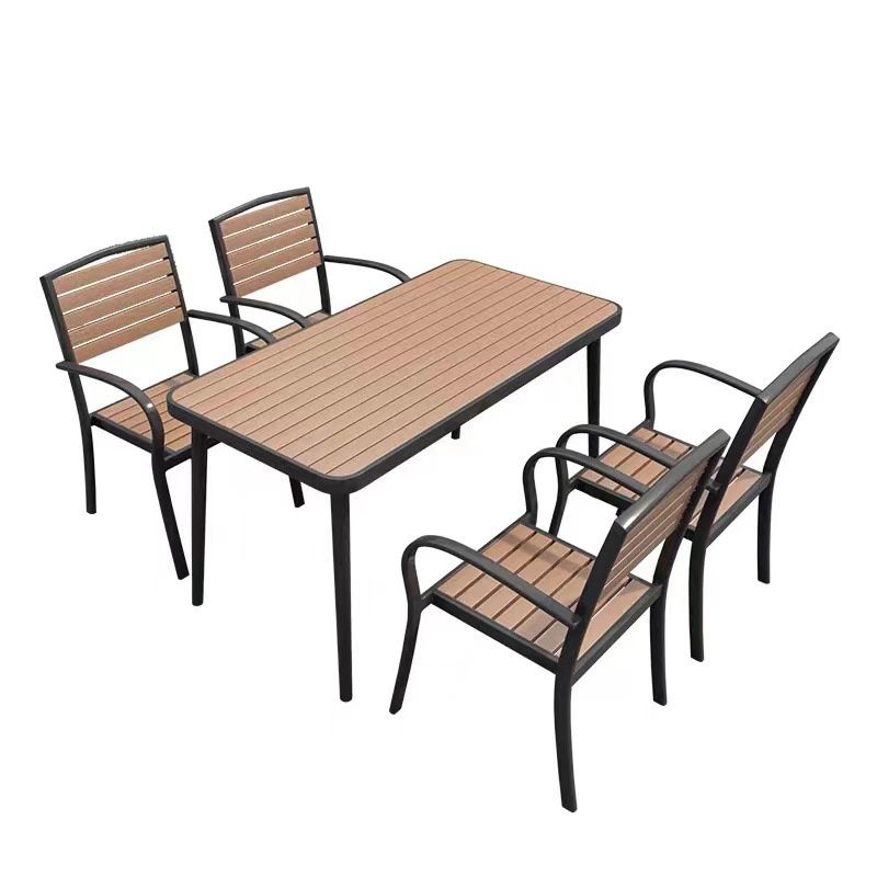 Industrial Brown Dining Set Rust Resistant Metal Dining Table