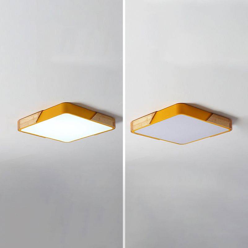 Geometry Shape Ceiling Lamp Modern Macaroon Iron 1 Light Flush Mount for Bedroom