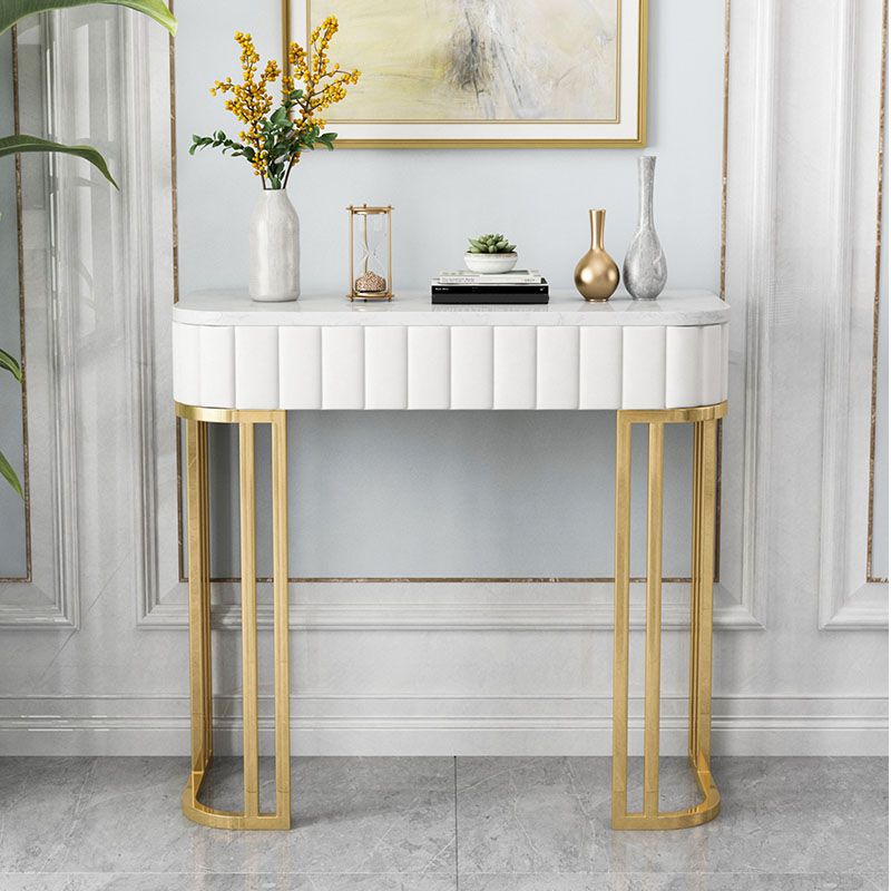 Glam Marble Console Table 14" W Half Moon Console Accent Table for Hall