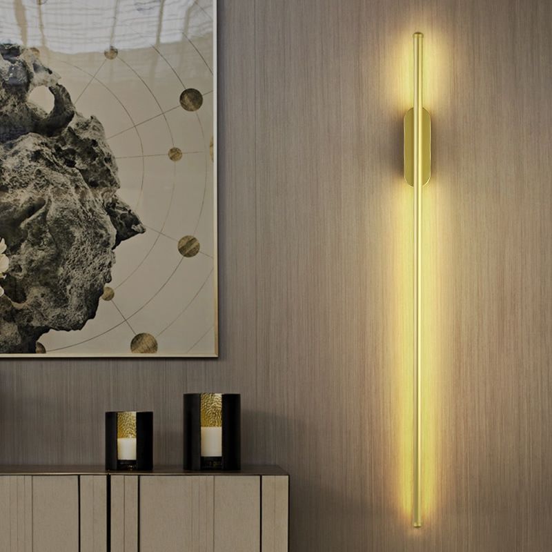 Moderner Stil linearer LED -Wandlampe Metall 1 Lichtwandbeleuchtung in Gold