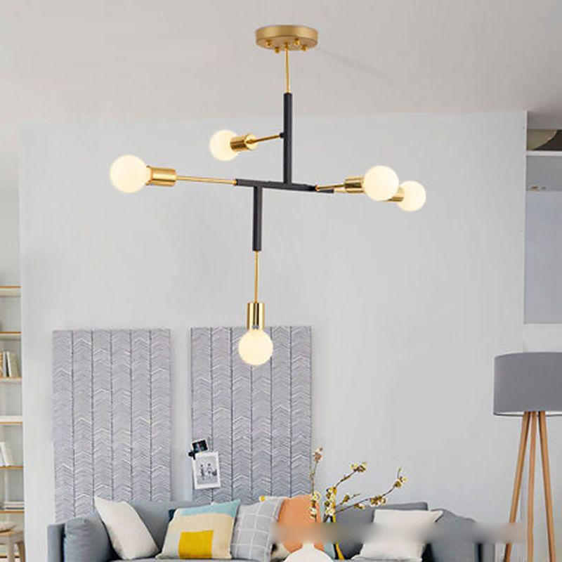 Postmoderne Postmodern Fer and Glass Chandelier Lighttures Restaurage Poulier de suspension