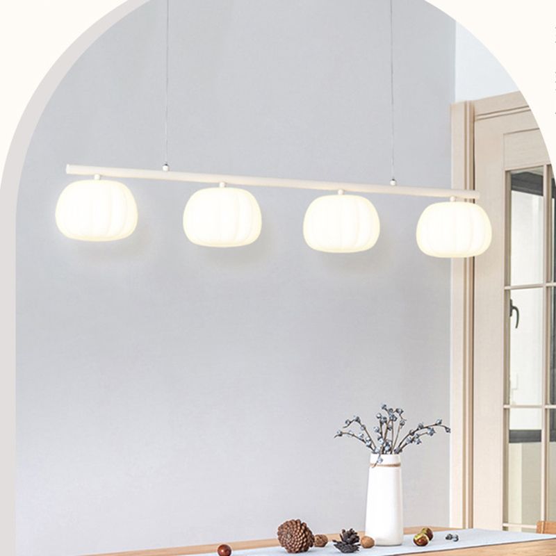 4-Light Green/White Finish Modernism Shaded Statement Kitchen Island Light