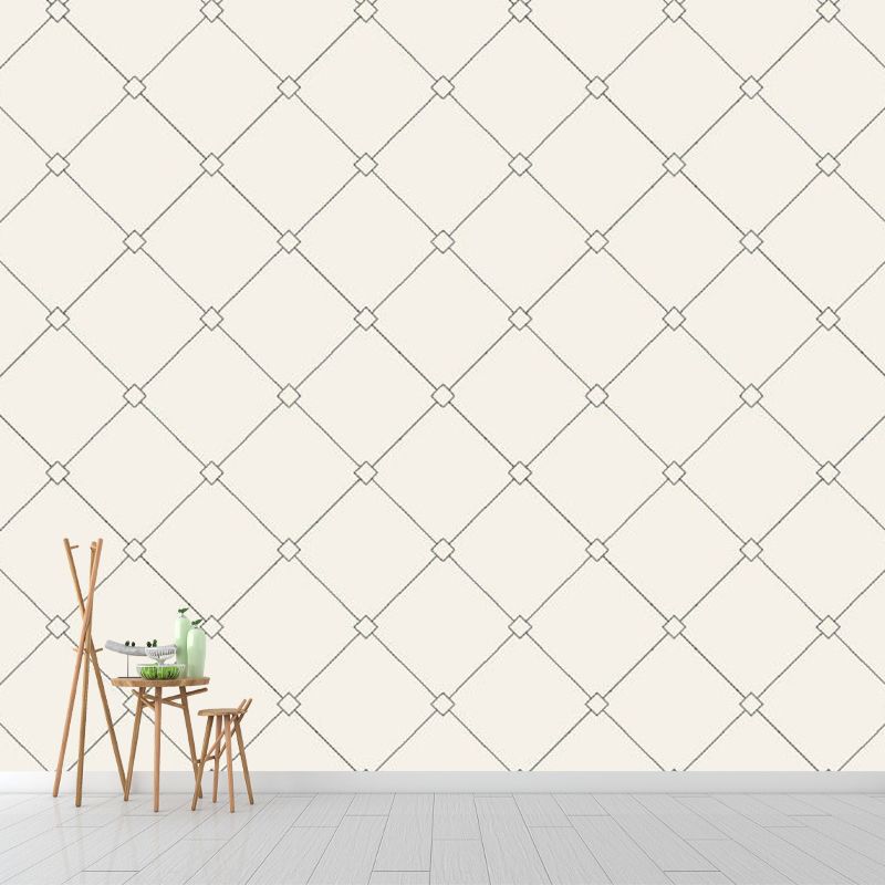 Simplicity Trellis Wall Paper Murals for Living Room Customized Wall Covering in Beige