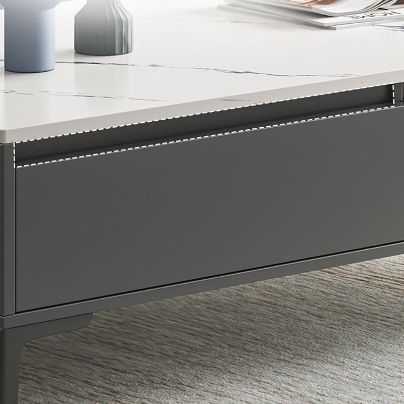 Glam 4 Legs Coffee Table Artificial Panel Rectangular Home Cocktail Table
