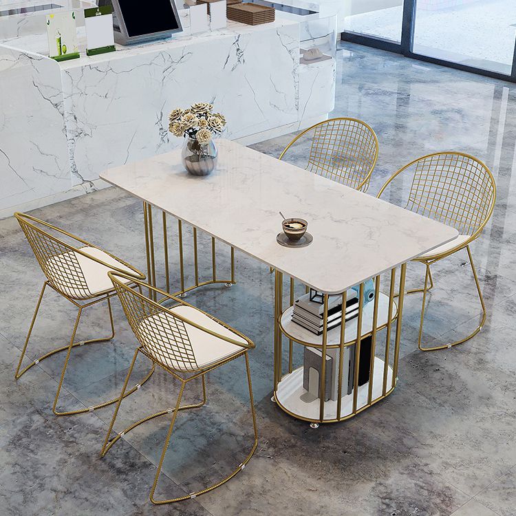 Nordic 1/2/5 Pieces Dining Set White Stone Top Dining Furniture