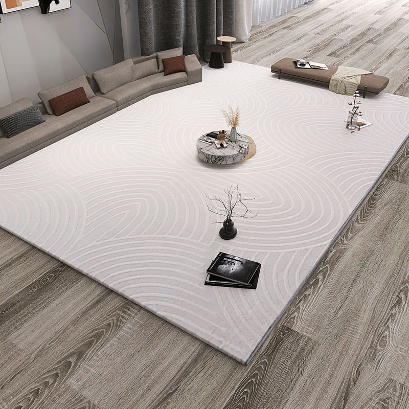 Light Gray Modern Rug Polyester Irregular Fringe Rug Washable Rug for Living Room