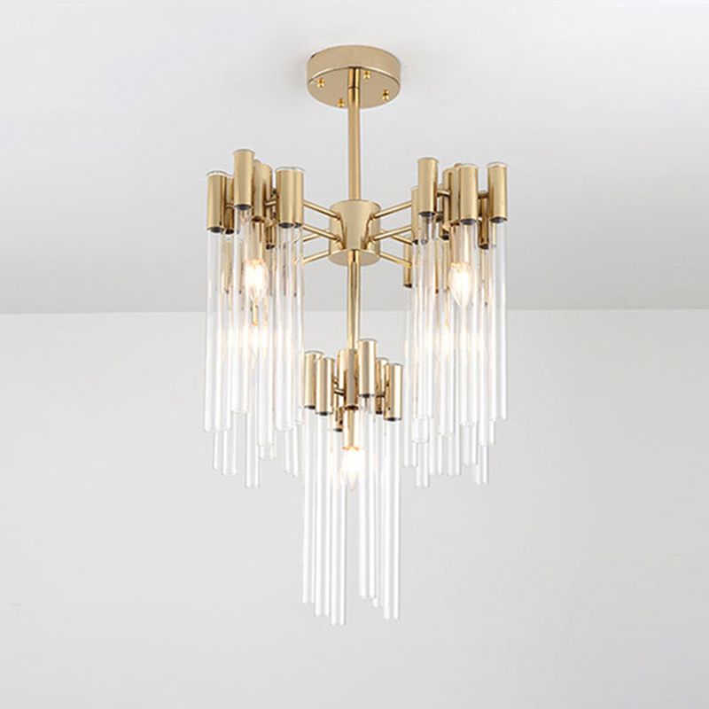 Brass Radial Hanging Lamp Traditional Fluted Crystal 5/9 Heads Dining Room Chandelier Light