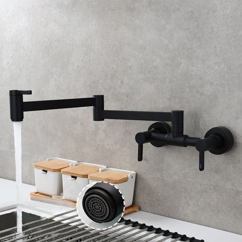 Modern Pull Down 2-Handle Pot Filler Low Profile Wall-mounted Faucet
