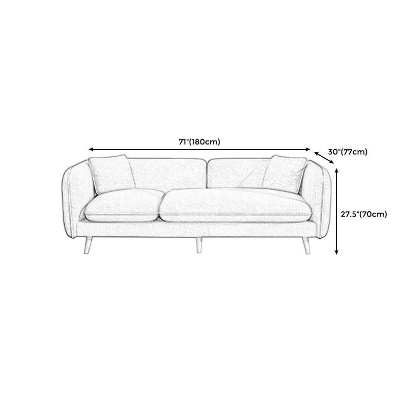 Modern Linen Tuxedo Arm Standard Sofa with Bolster Pillows for Living Room
