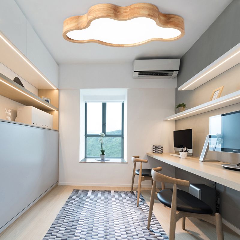 Luminaires de plafond en forme de nuage, lumière montée au plafond en bois moderne