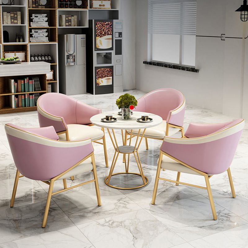 Ronde tafel dinette tafel traditionele luxe dinerkamer meubels met metalen basis