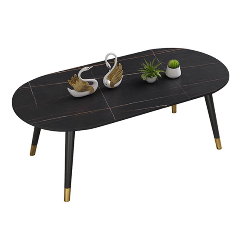 Elliptical Stone Top Cocktail Table 4 Legs 1 Single Coffee Table