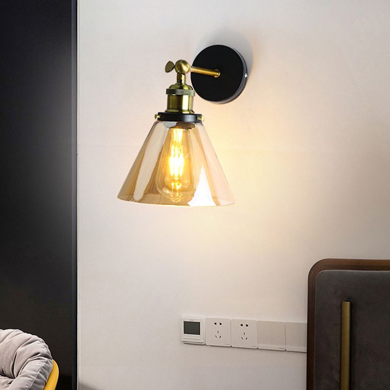 Geometric Shade Wall Lighting Modern Simple Style Glass 1 Light Sconce Light in Amber