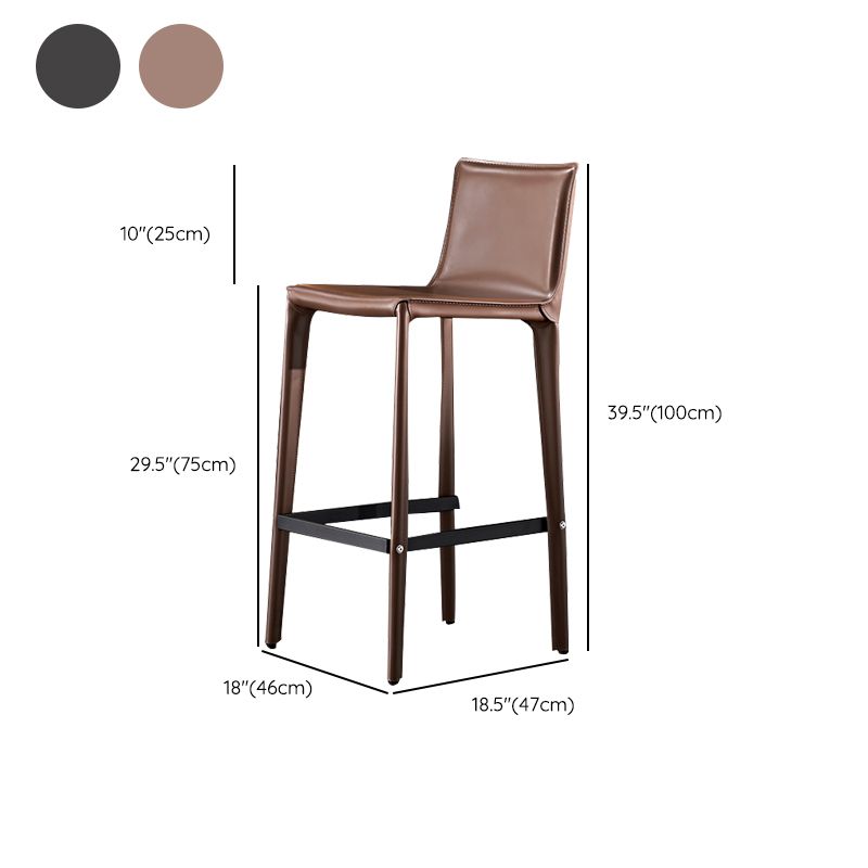 Industrial 39" Height Backrest Counter Stool with Leather Cushion