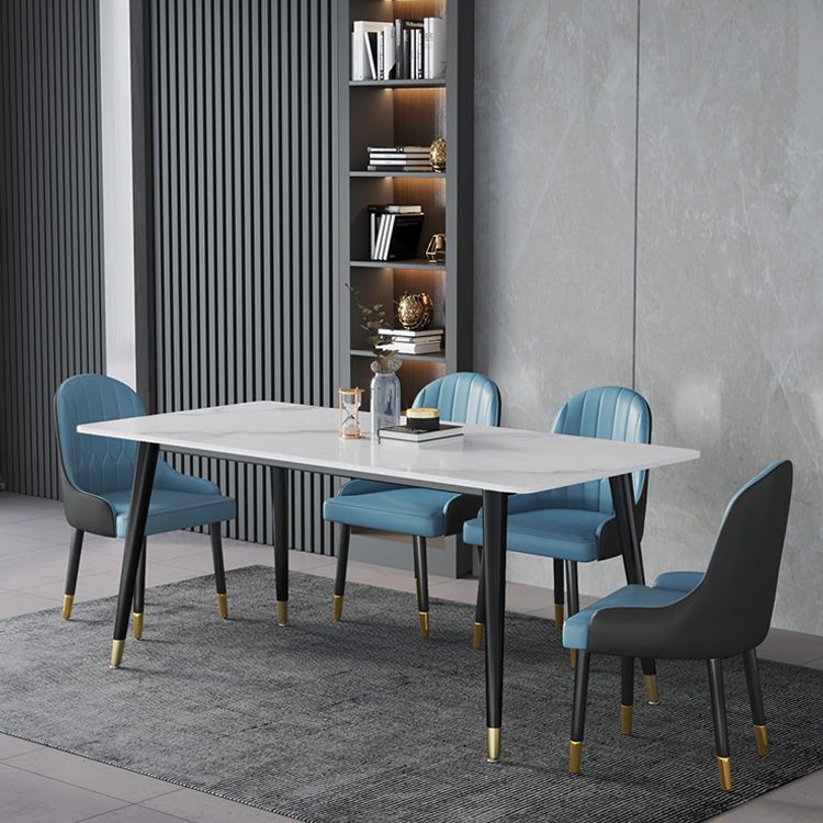 Rectangle Dining Table Stone Top Dining Table with Iron Base