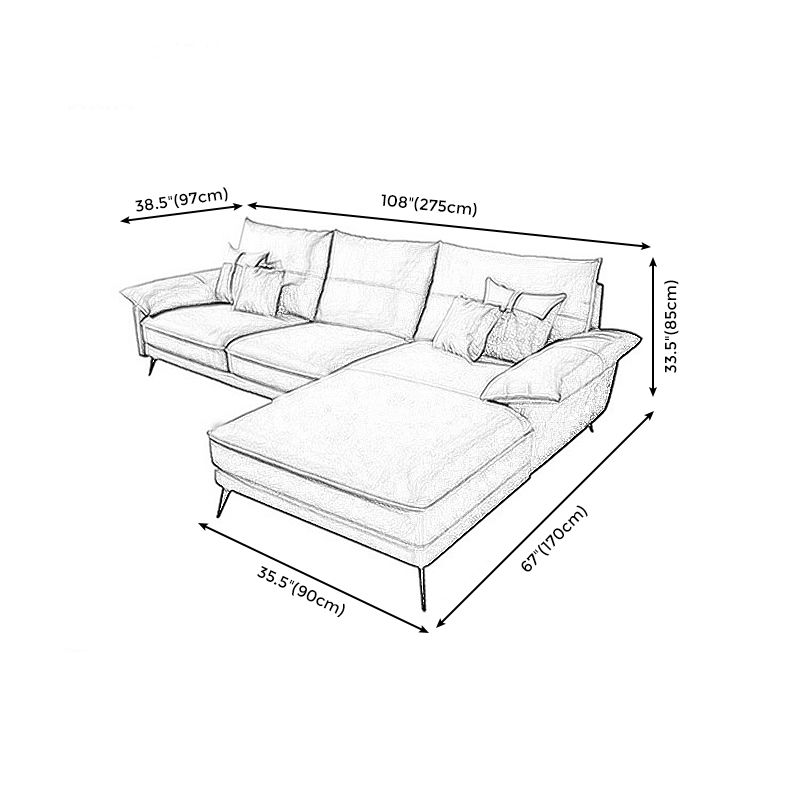 Brown Genuine Leather Sectional Sofa Set Pillow Top Arm Sectionals Couch with Pillows