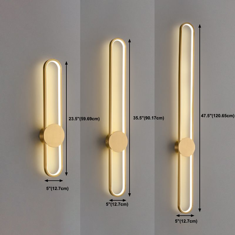 Nordic Style Brass Wall Light Linear Single Light LED Wall Sconce for Living Room
