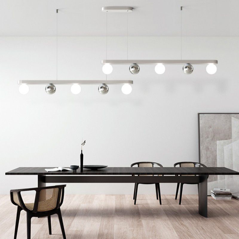 Contemporary Globe Hanging Pendant Lights in White for Dining Room