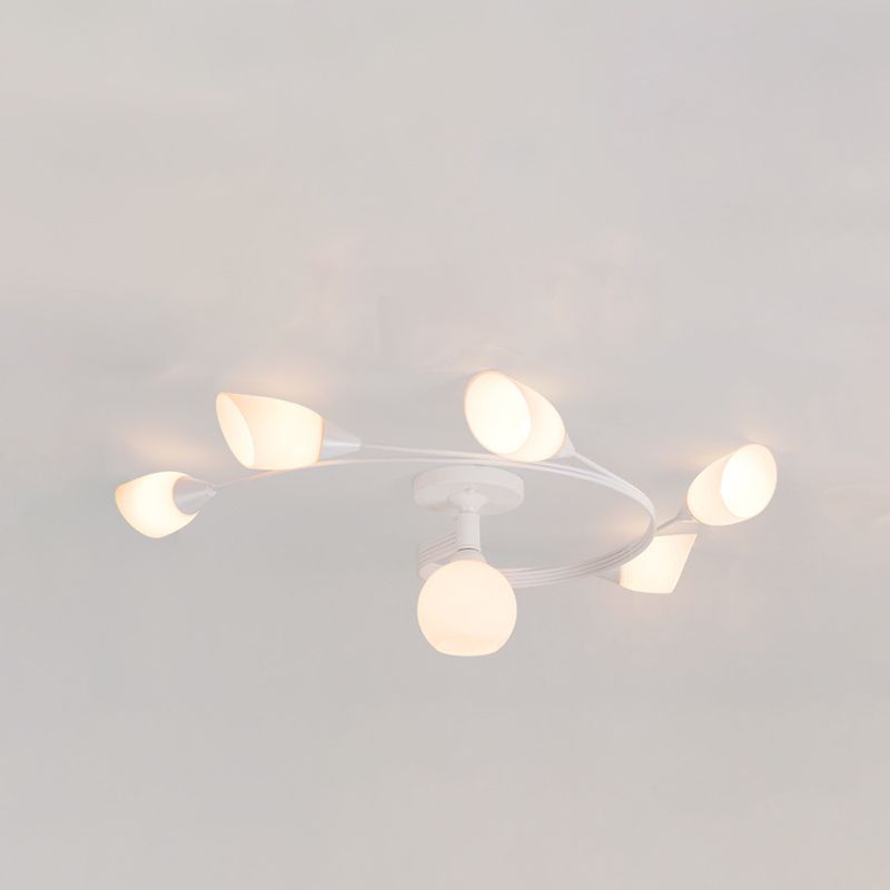 Plafonnier semi-encastré en verre, éclairage de plafond classique en métal pour salle à manger