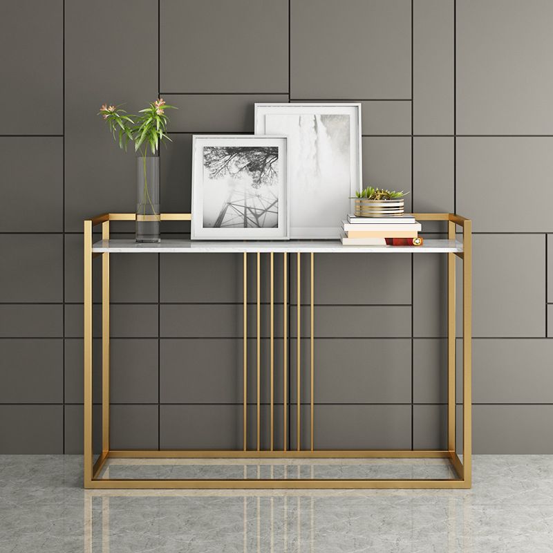 Glam Accent Table Marble Top Golden Sofa Console Table for Hall
