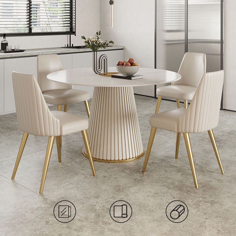 Nordic Glam Style Sintered Stone Dining Round Table Set 1/4/5/7 Pieces Dining Set