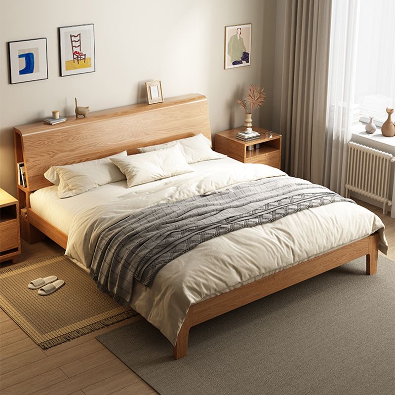 Scandinavian Solid Wood Standard Bed with Headboard Low Profile Bed