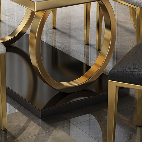 Glam Style Dinner Table Rectangle Stone Dining Room Table for Kitchen