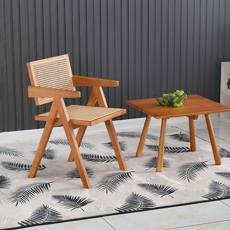Dining Room Arm Dining Chair Home Solid Wood Cane Back Dining Chair