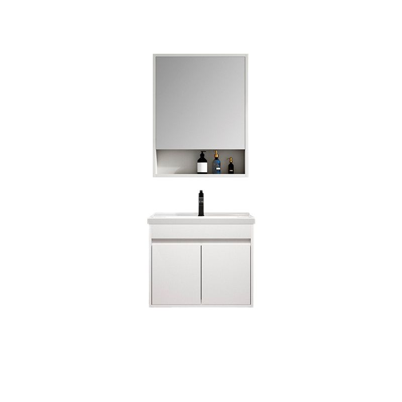 Rectangle Bathroom Vanity Wall-Mounted Mirror Wood Frame Modern Vanity with Doors