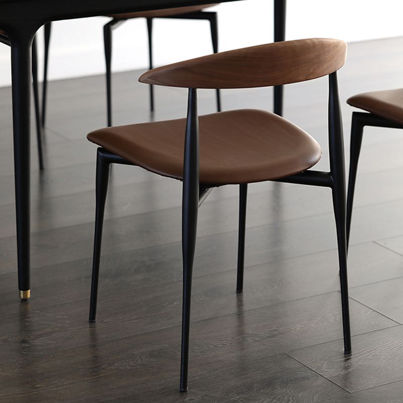 Modern Style Faux Leather Chair Open Back Stackable Dining Chair