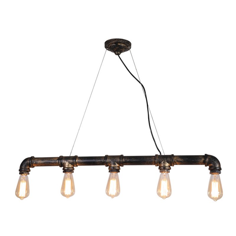Plumbing Pipe Iron Island Pendant Lighting Rustic Living Room Ceiling Light in Bronze