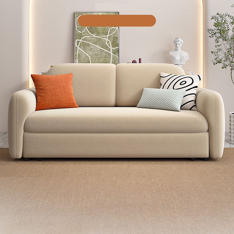 Beige Velvet Sleeper Sofa 31.49" Wide Scandinavian Sofa Bed with Upholstered