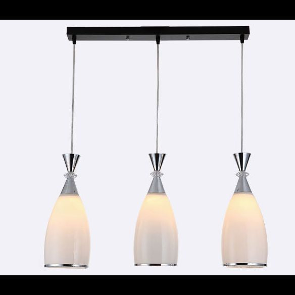 Modern Pendant Light Fixture White Conical Hanging Light Fixture with Glass Shade