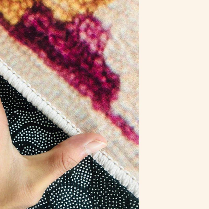 Mid-Century Florentine Tile Rug Polyester Indoor Carpet Non-Slip Backing Area Rug for Living Room