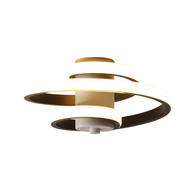Spiral Metallic Ceiling Flush Simple Style Black/White LED Flush Mount Lamp in Warm/White Light for Corridor