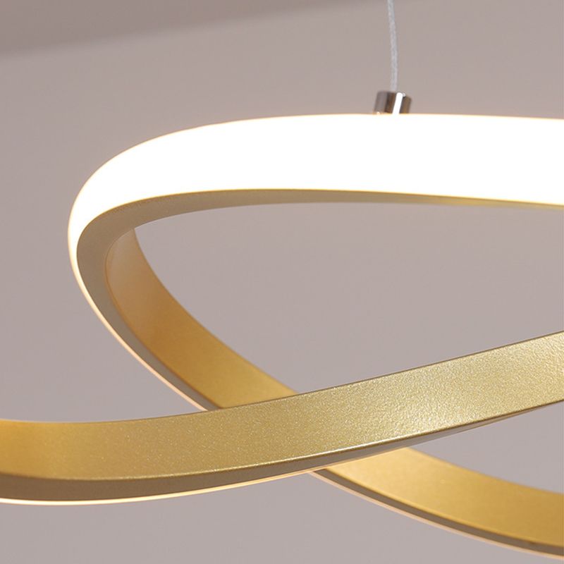 Modern Simplicity Seamless Curves Chandelier Lamp Aluminum Hanging Pendant Lights for Restaurant