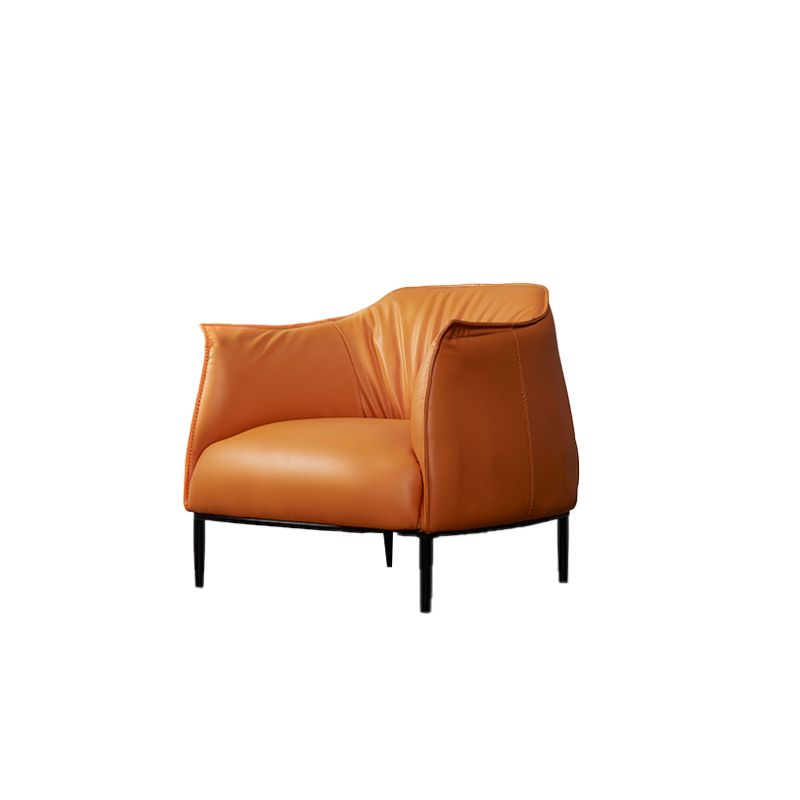 Contemporary PU Leather Arms Included with Black Legs Flared Arms Accent Armchair