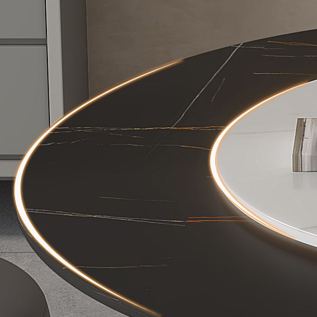 Modern Black Stone Dinner Table Kitchen Home Round Pedestal Dining Table