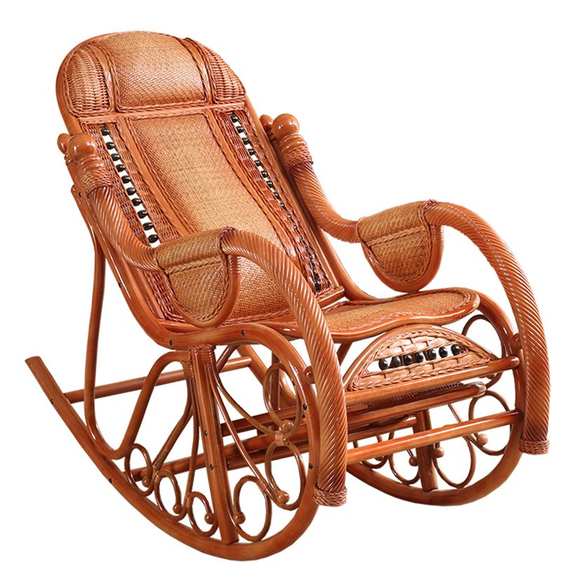 Traditional Rocking Chair Solid Wood Wicker Detail Recliner Chair for Living Room
