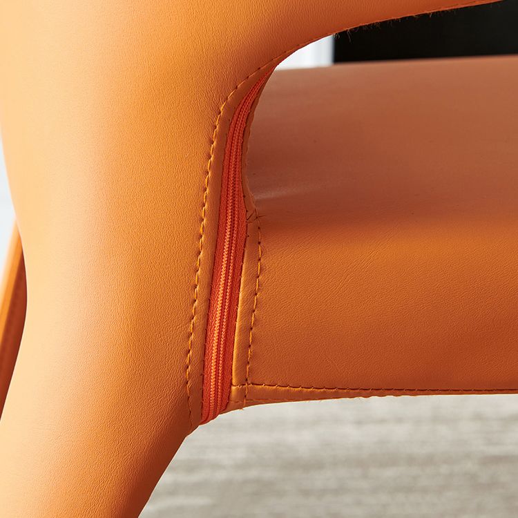 Matte Finish Solid Back Chair for Dining Room Faux Leather Contemporary Dining Chair