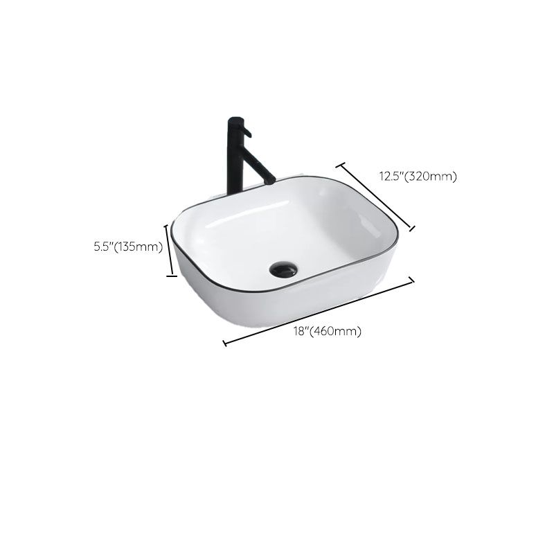 Bathroom Sink Ceramic Black Edging Anti-spill Rectangular Rod Single Handle Faucet Sink