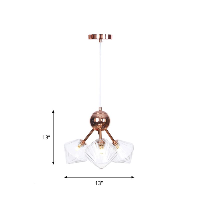 Diamond Living Room Chandelier Lampe Ambre / Verre transparent 3/9/12 LUMIÈRES STYLE DE FARME ALLUMAGE, 13 "/27,5" / 34 "de large