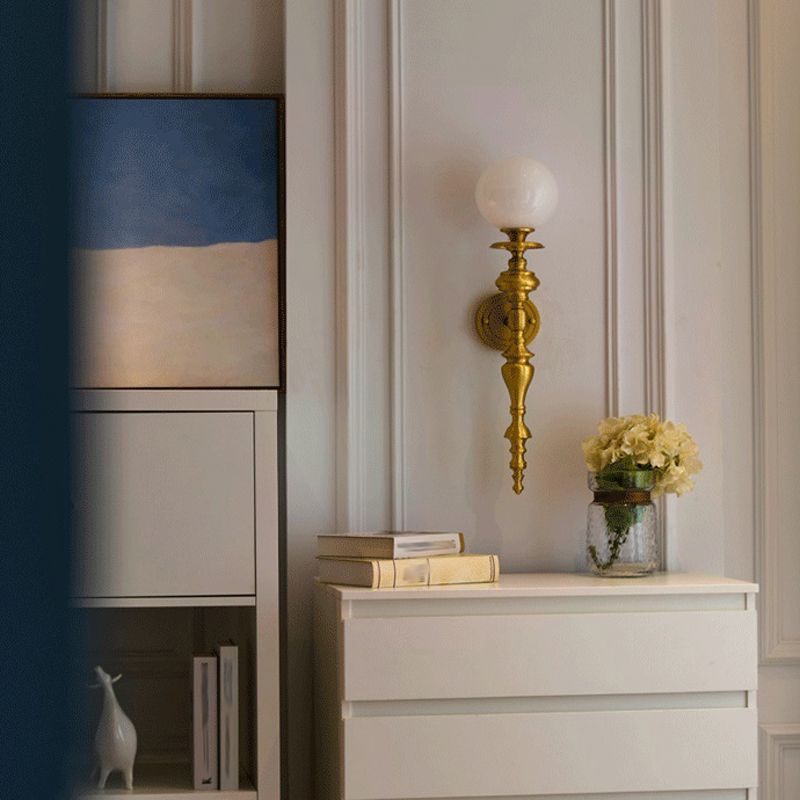 Ball Shape Metal Wall Light Modern Style 1 Light Wall Light Sconce in Gold