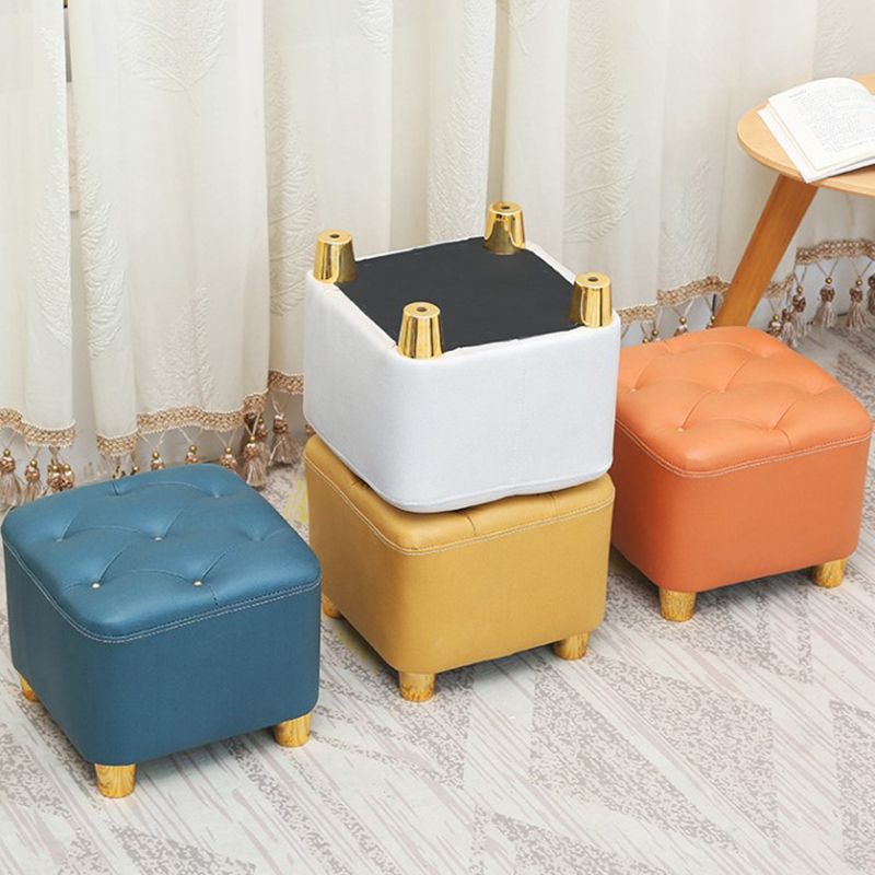 Minimalist Ottoman Solid Color Water Resistant Square Tufted Footstool Ottoman