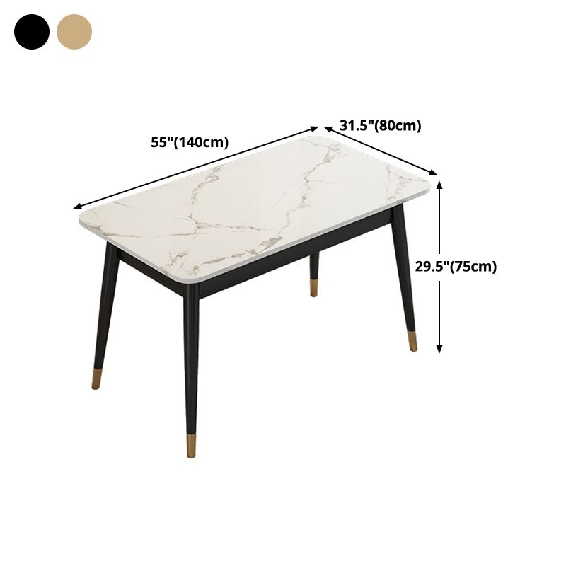 Traditional Luxury Dining Table Sintered Stone Dining Table with Metal Base
